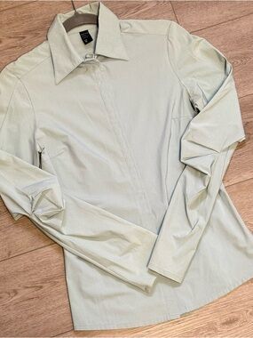 Vintage Archive E.Play Light Sage Button-Up 3-D Button Up Shirt Stretch Sz.S